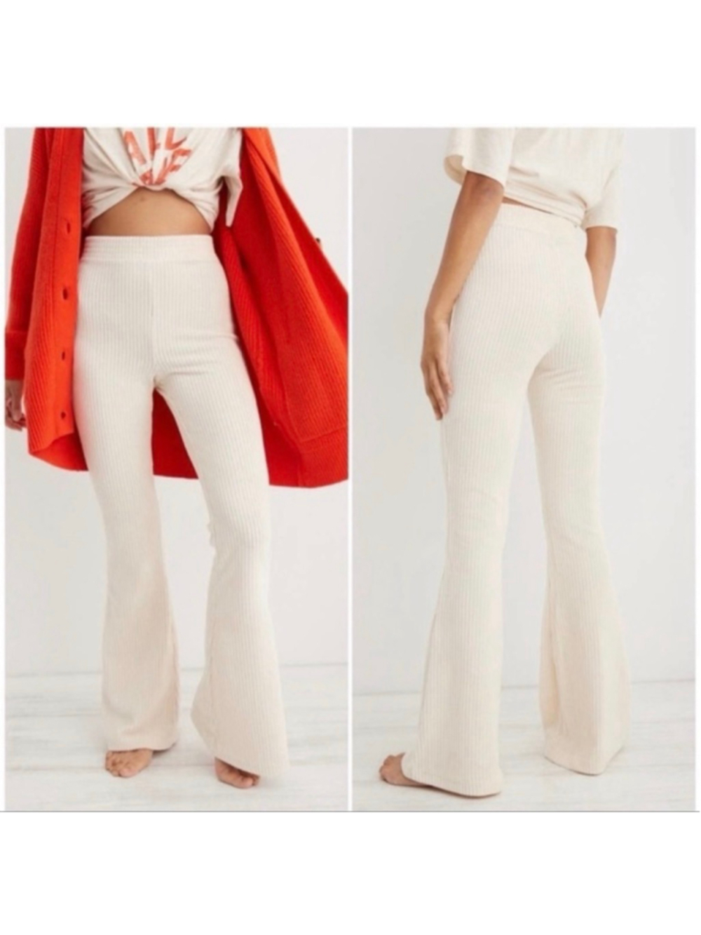 Aerie Groove On Velour Ribbed Flare Pants S Festival Relaxed
